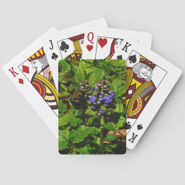 Purple Bee Balm and Bumble Bee Poker Cards (Back)