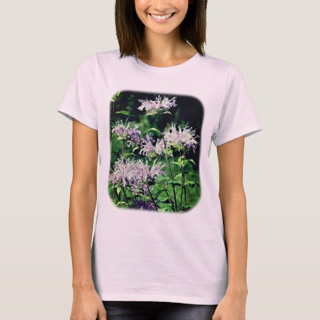 Purple Bee Balm Flowers Nature  T-Shirt (Front)