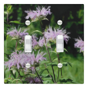 Purple Bee Balm Flowers Photo Painting Light Switch Cover