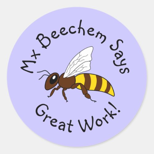 Purple Bee Great Work Stickers