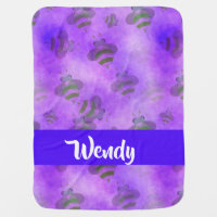 Purple bees patterned baby blanket