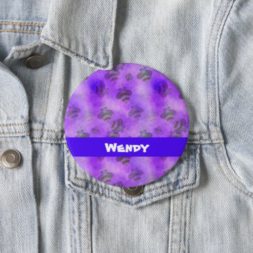 Purple bees patterned button