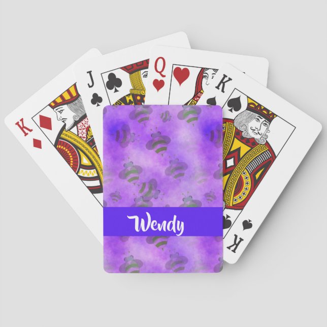 Purple bees patterned poker cards (Back)
