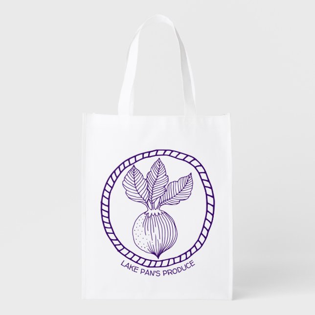 Purple Beet Vegetable Illustration Reusable Grocery Bag (Front)