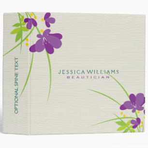 Purple Beige And Green Flower Illustratio 3 Ring Binder