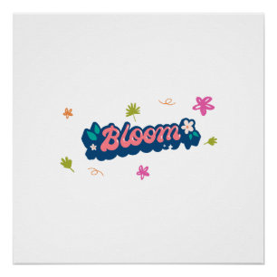 Purple Beige Bloom Cute Typography Glossy Poster