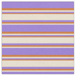 [ Thumbnail: Purple, Beige & Chocolate Colored Stripes Fabric ]
