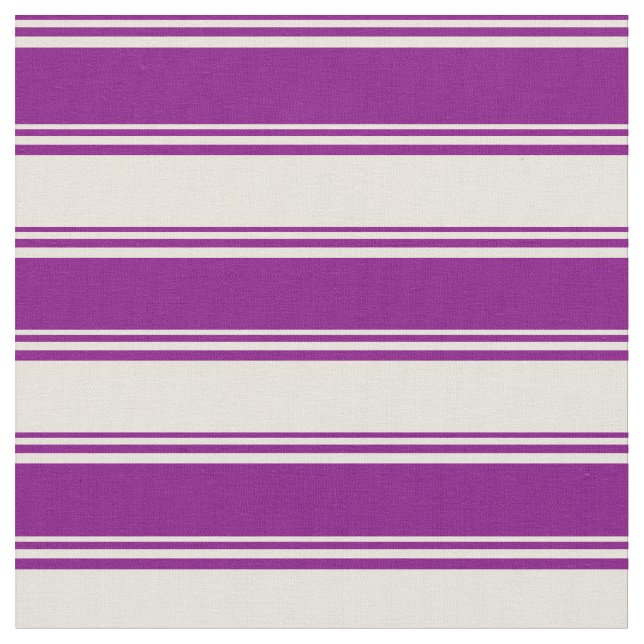 Purple & Beige Colored Pattern of Stripes Fabric (Close Up)