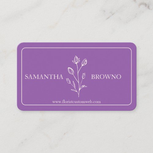 Purple Beige Framed Flower Business Card