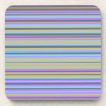[ Thumbnail: Purple, Beige, Gray and Blue Lines Coaster ]
