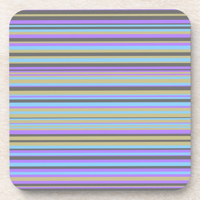 Purple, Beige, Gray and Blue Lines Coaster (Front)