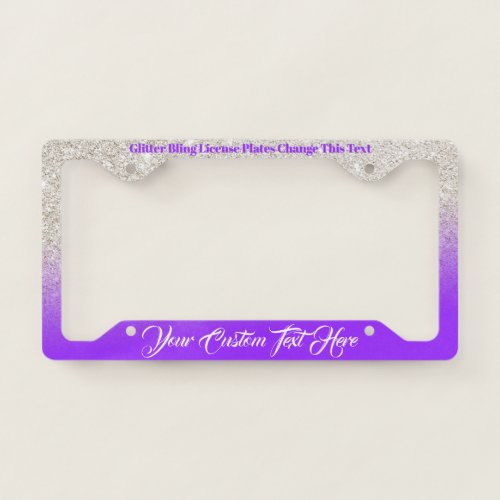 Purple Beige Lady Sparkle Bling License Plate Frame