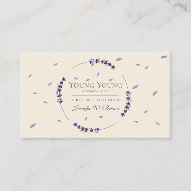 Purple beige Lavender Circle Frame Essential Oils Business Card