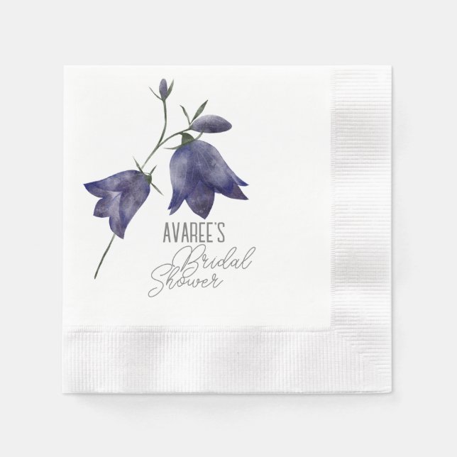 Purple Bellflower Wildflower Bridal Shower Napkins (Front)