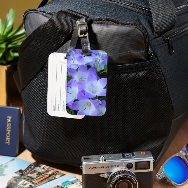 Purple Bellflowers Photograph Luggage Tag (Front & Back)