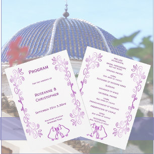 Purple Bells Scrollwork Design Wedding Program