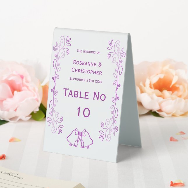 Purple Bells Scrollwork Design Wedding Table Tent (In SItu (Wedding))