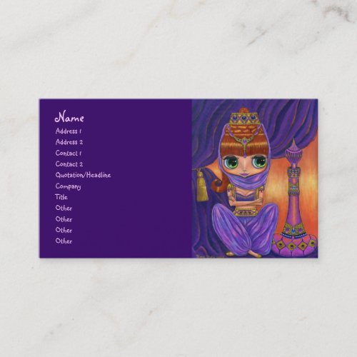 Purple Belly Dancer Genie Girl with Magic Bottle Business Card Templates