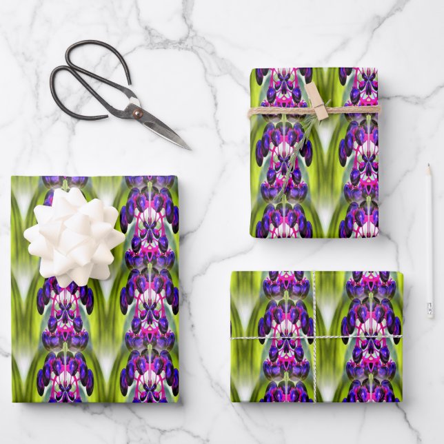 Purple Berries Abstract Nature Art Pattern    Wrapping Paper Sheets (Front)