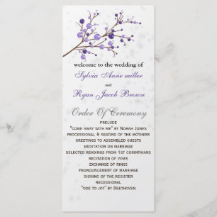 purple berries elegant winter Wedding program
