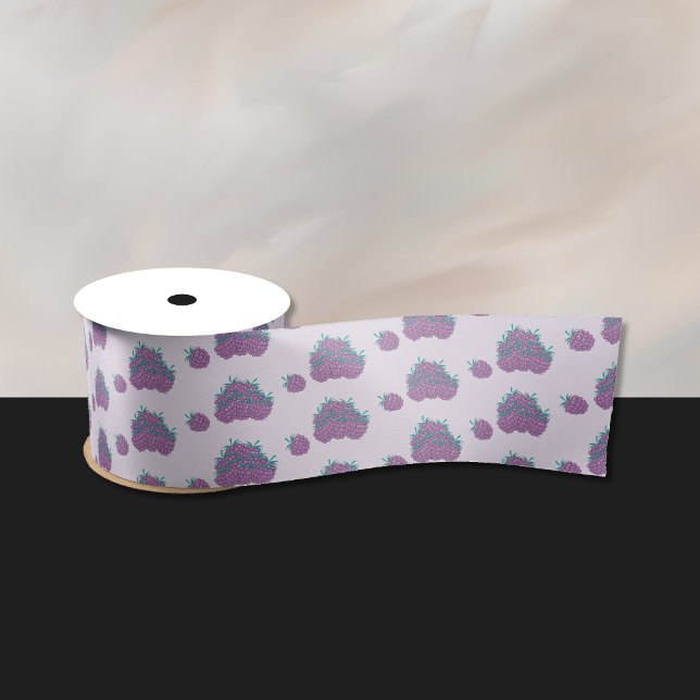 Purple Berries Lavender Ribbon (Pretty purple berries pattern ribbon .)