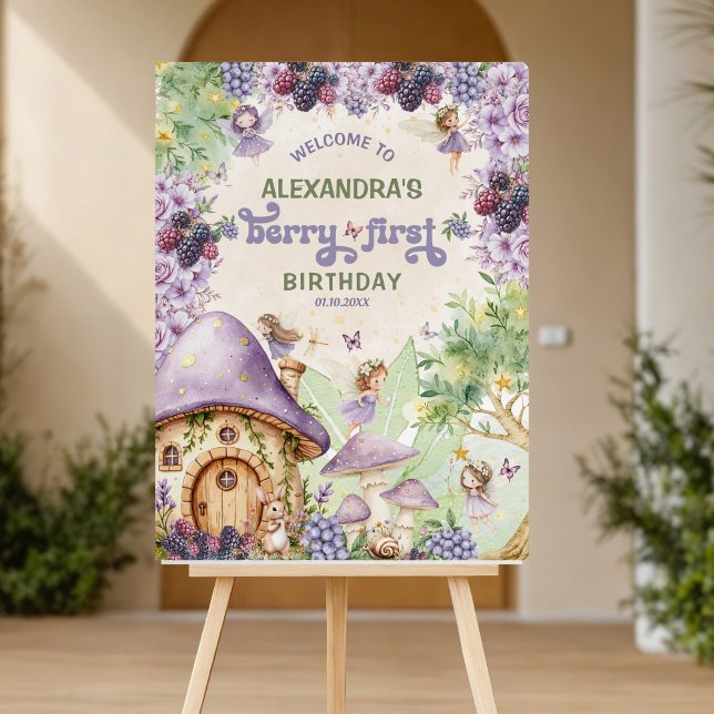 Purple Berry First Fairy First  Birthday Welcome Foam Board (Creator Uploaded)