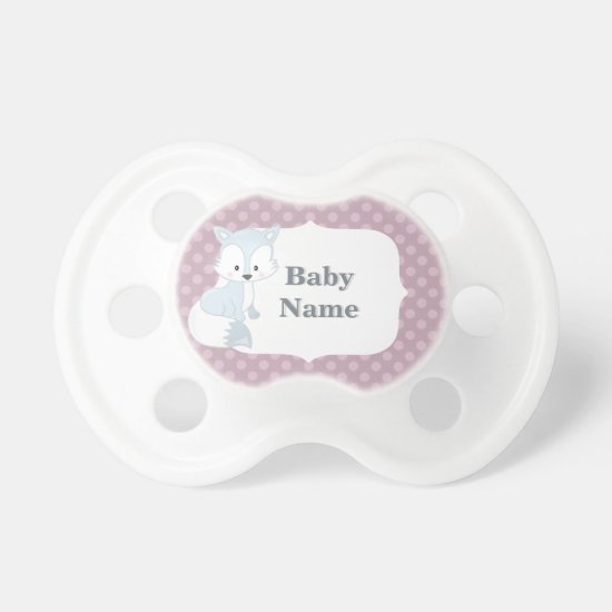 Purple Berry Polka-Dots•Arctic Baby Fox•Custom Pacifier
