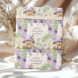Purple Berry Sweet 2nd Birthday Party Wrapping Paper