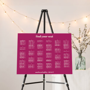 Purple Berry Wedding Seating Chart Alphabetical Foam Board