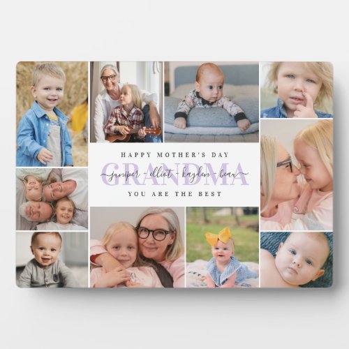 Purple Best Grandma Mothers Day Photo Collage Plaque