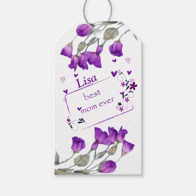 Purple Best Mom Ever Gift Tags (Front)