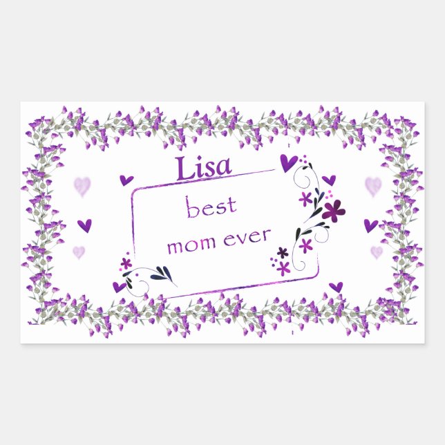 Purple Best Mom Ever Rectangular Sticker (Front)