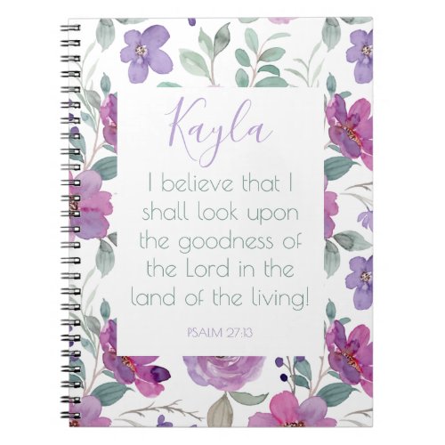 Purple Bible Verse Floral Notebook Journal