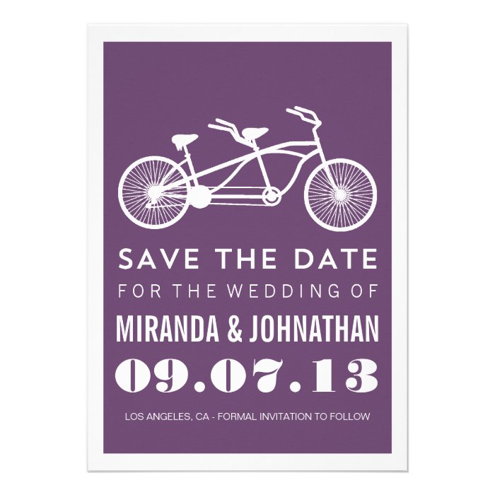 Purple Bicycle Design Photo Save The Date Invites