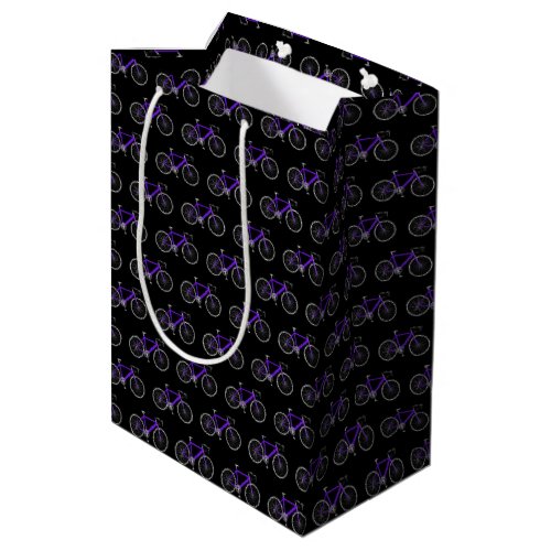 Purple bicycle on black medium gift bag