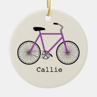 Purple Bicycle Personalized Ornament