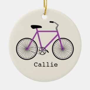 Purple Bicycle Personalized Ornament