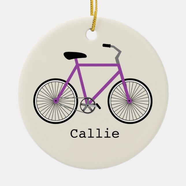Purple Bicycle Personalized Ornament (Front)