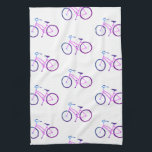 Purple bicycles bikes pattern kitchen towel<br><div class="desc">Decorate your kitchen with this cool purple bicycle dish towel. Makes a great housewarming or wedding gift! 
You can customize it and add text too.
Check my shop for lots more colors and patterns!</div>