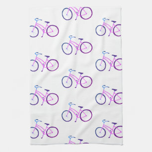 Purple bicycles bikes pattern kitchen towel