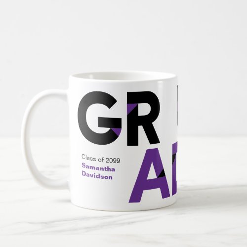 Purple Big Bold Angle_Cut Letters Graduation Coffee Mug