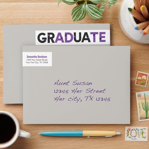Purple Big Bold Angle_Cut Letters Graduation Wrap Around Label