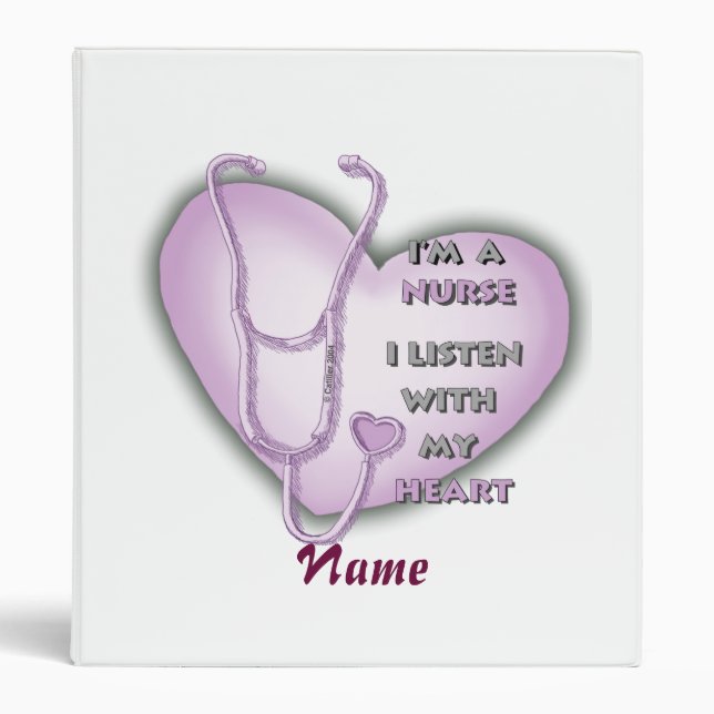 Purple big heart nurse  3 ring binder (Front)