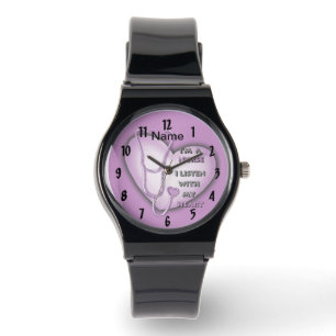 Purple big heart nurse watch