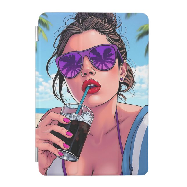 Purple Bikini, Sunglasses and Bandana Woman  iPad Mini Cover (Front)