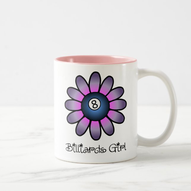 Purple Billiards Girl Two-Tone Coffee Mug (Right)