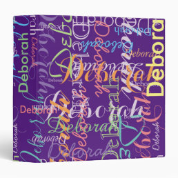 purple binder with colorful names
