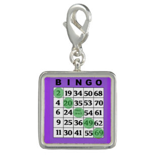 Silver Yellow Plated Bingo Charm 26mm