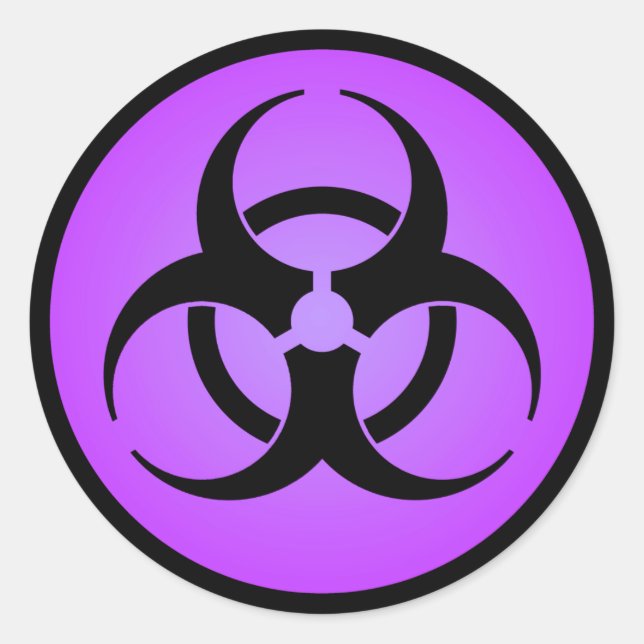 Purple Biohazard Symbol Classic Round Sticker (Front)