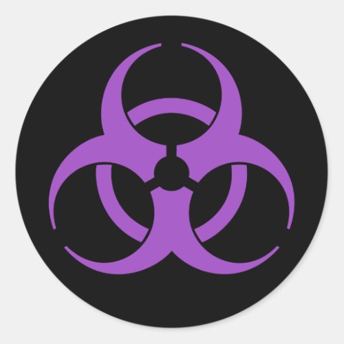 Purple Biohazard Symbol Classic Round Sticker